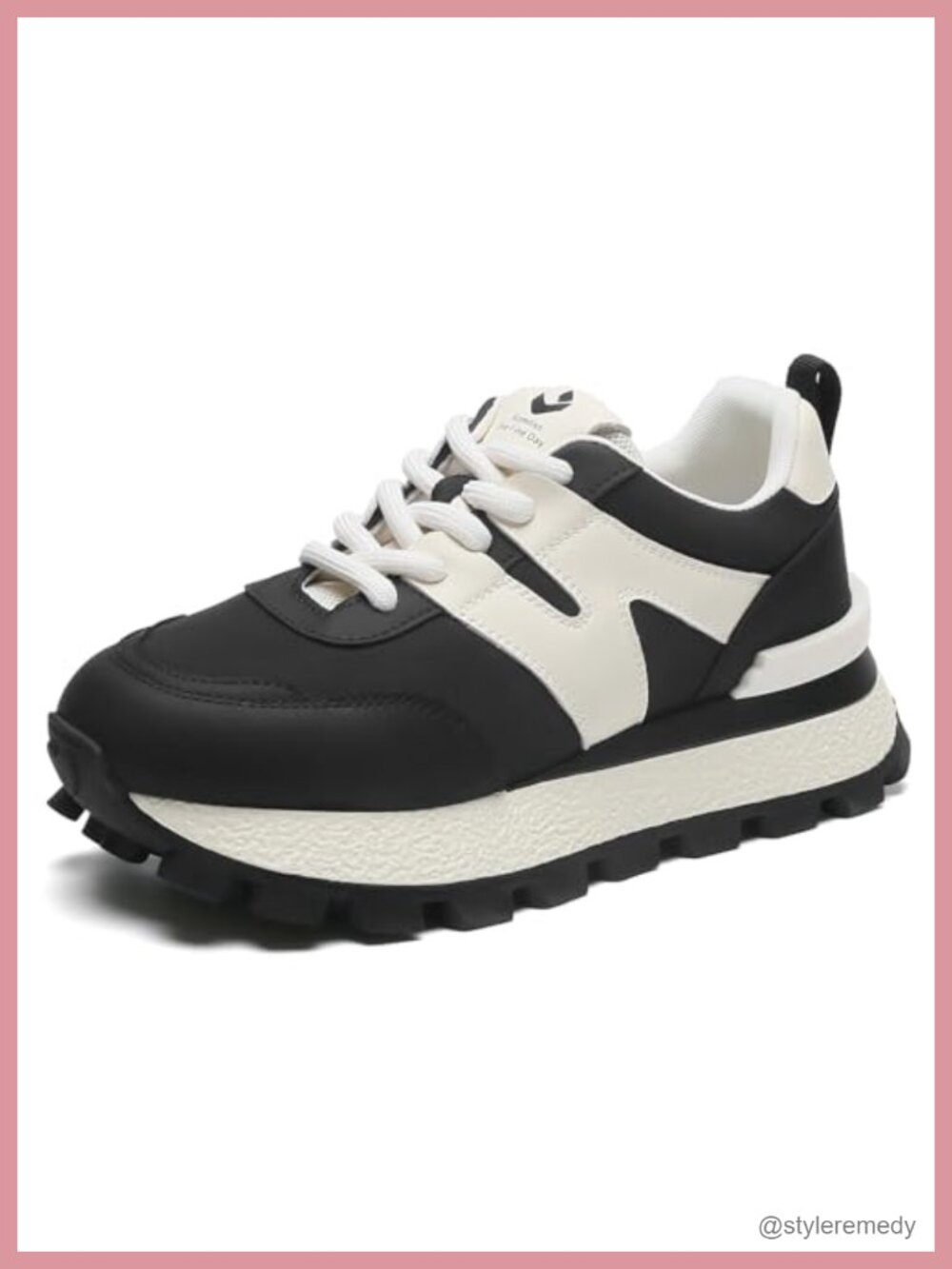 Platform Chunky Sneakers Lace-Up Walking Shoes 1.96in Heel
